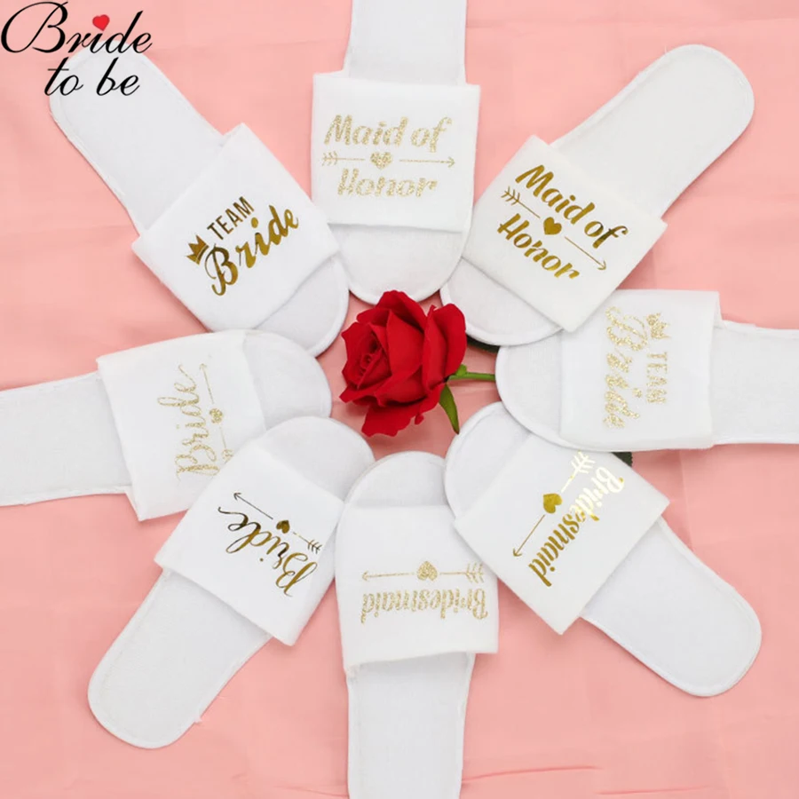 6 pares de zapatillas de novia para despedida de soltera equipo de dama de honor regalo de ducha de novia zapatillas desechables para dama de honor nueva decoraci&oacute;n de boda-5