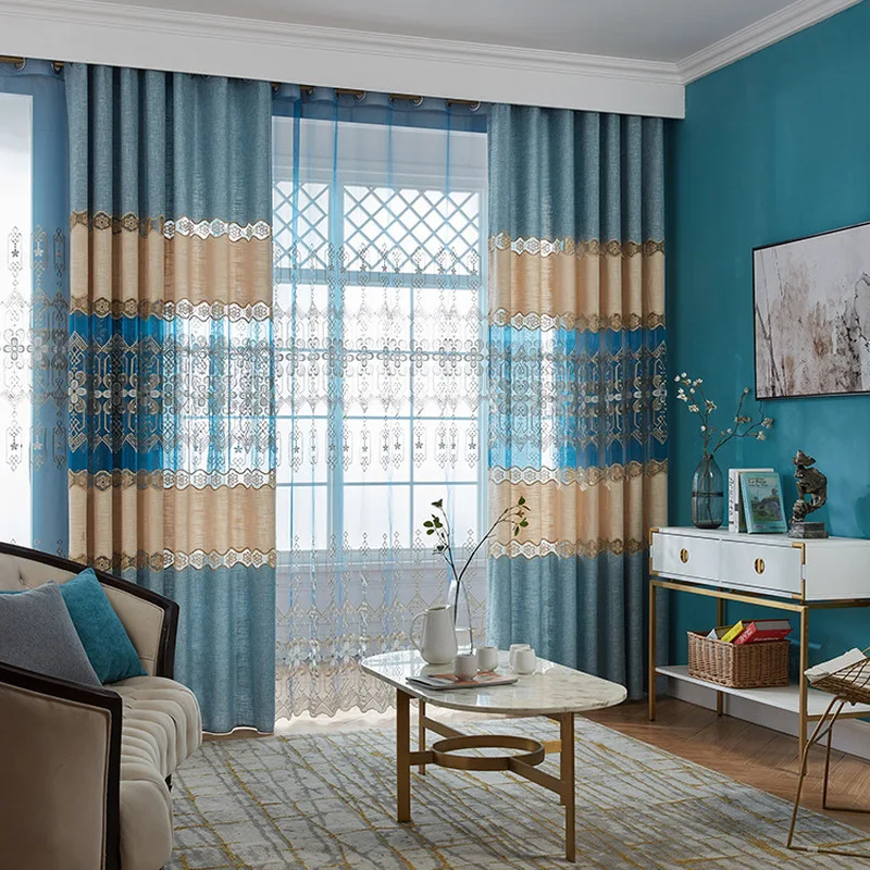 

New Nordic Curtains for Living DiningRoom Bedroom Hemp Stitching Embroidered Curtains Half Shade Curtains Product Customization