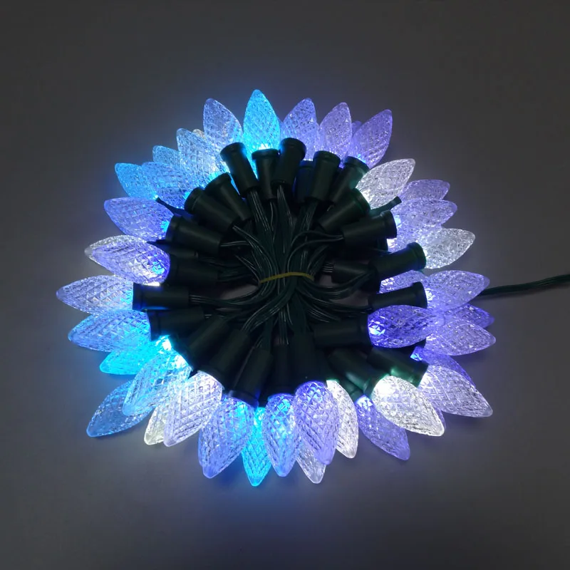 C9 DC12V WS2811 50 узлов адресуемый RGB светодиодный Рождественский пиксельный струнный светильник с водонепроницаемыми соединителями