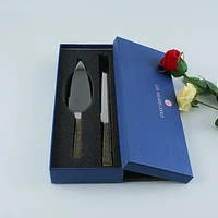 christmas cake knife and shovel set stainless steel wedding cake cutter and serving set pie pastry crystal handle with giftbox