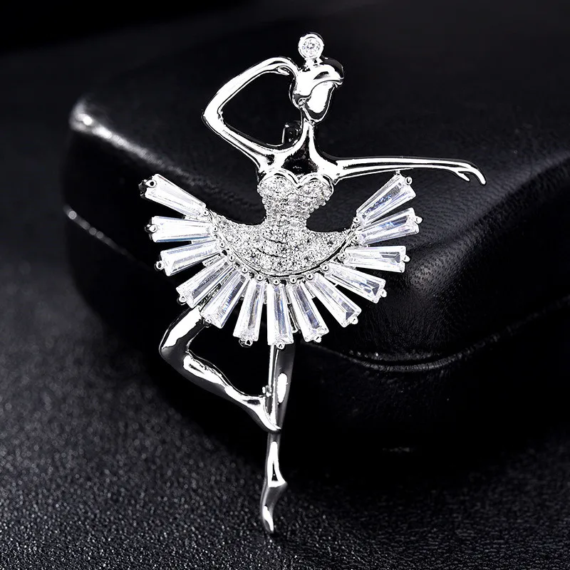 Брошь с балериной роскошная танцевальная брошь кубическим цирконием в виде