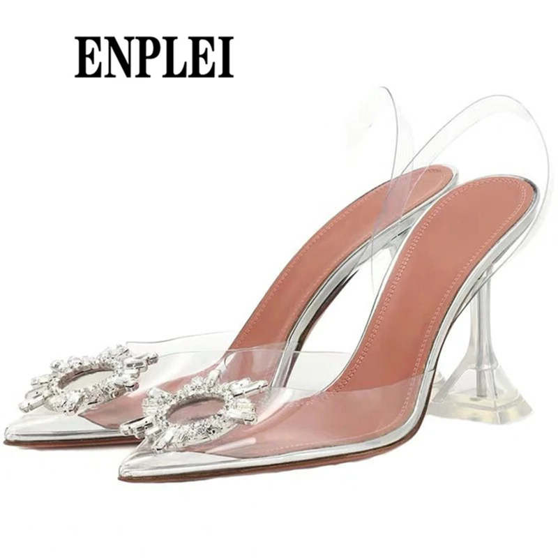 ENPLEI 2019 сексуальные прозрачные вамп стразы Женские туфли лодочки Сезон лето С