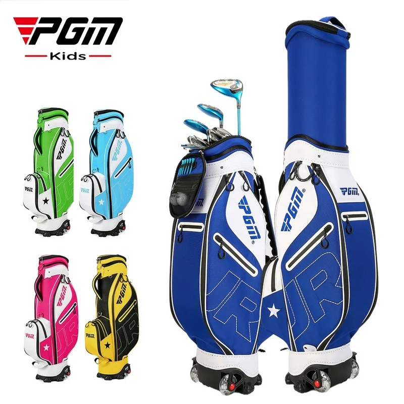 

PGM Children Golf Bags Air Pack with Wheels Boy Girl Scalable Ball Cap Waterproof Nylon Thermal Hold 14pcs Clubs Golf bag