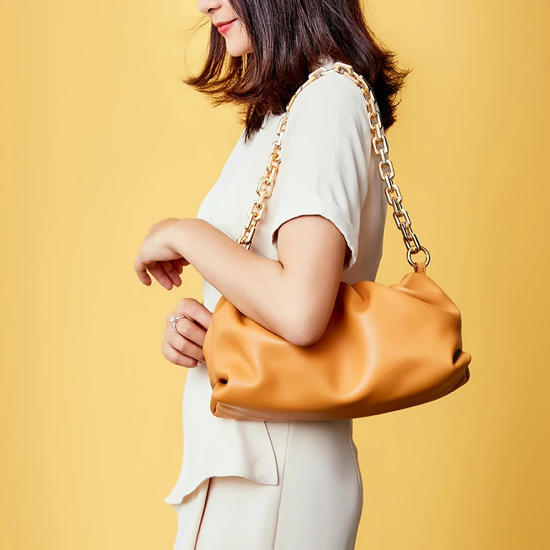 

Women Luxury Designer Cloud Clutch Bag 2020 Hot New Trendy Fashion Ladies Thick Chain Shoulder Bag leather women Handbag Tote