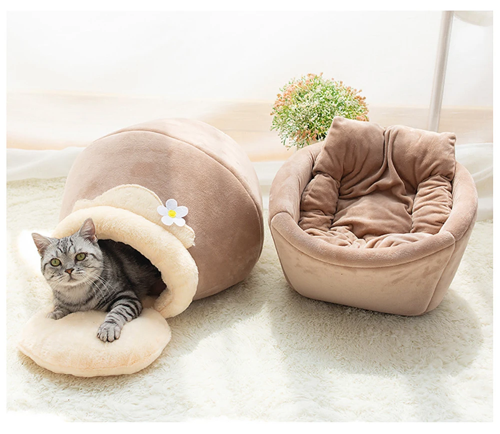 

3in1 Pet bed for Cat Dog Soft Nest Kennel Cat Bed House Pot Shaped Cave House Sleeping Bag Mat Pad Tent Pet Winter Warm Cozy Bed