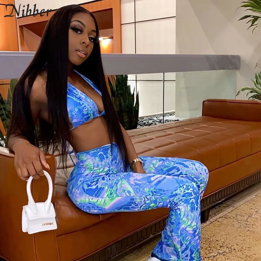 

Nibber Printed Camisole Leggingss 2 Two Piece Sets For Women 2020 Streetwear Fashionable Sexy Sleeveless Top Pants Suits Outfits