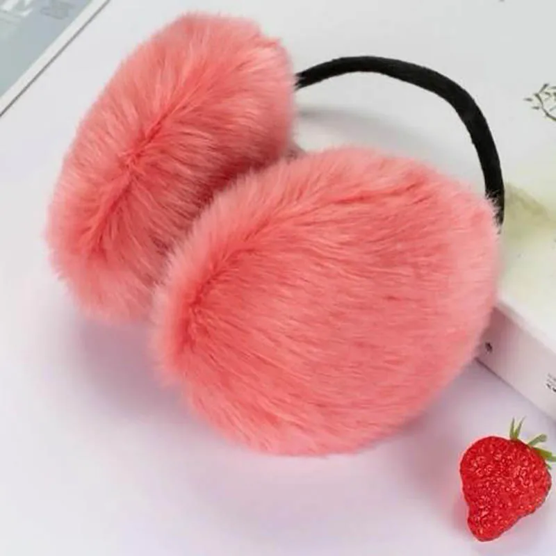 M08 Dark Pink Calymel, женские зимние милые наушники, искусственный мех кролика, наушники для ушей, регулируемые, теплые, тепловые, пушистые, плюшевые, покрытие для ушей, протектор для девочек - Цвет: M08 Dark Pink