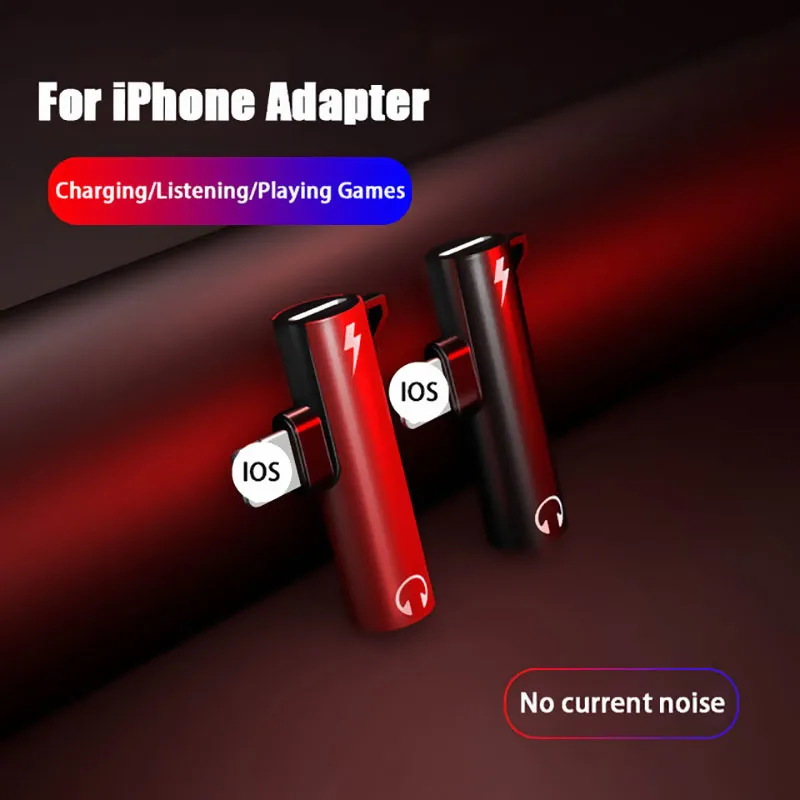 2 in 1 Splitter Audio Adapter Charging Connector for iPhone X XR XS 11 Pro Max 7 8 Plus SE Music Earphone Jack Adaptor Converter | Мобильные