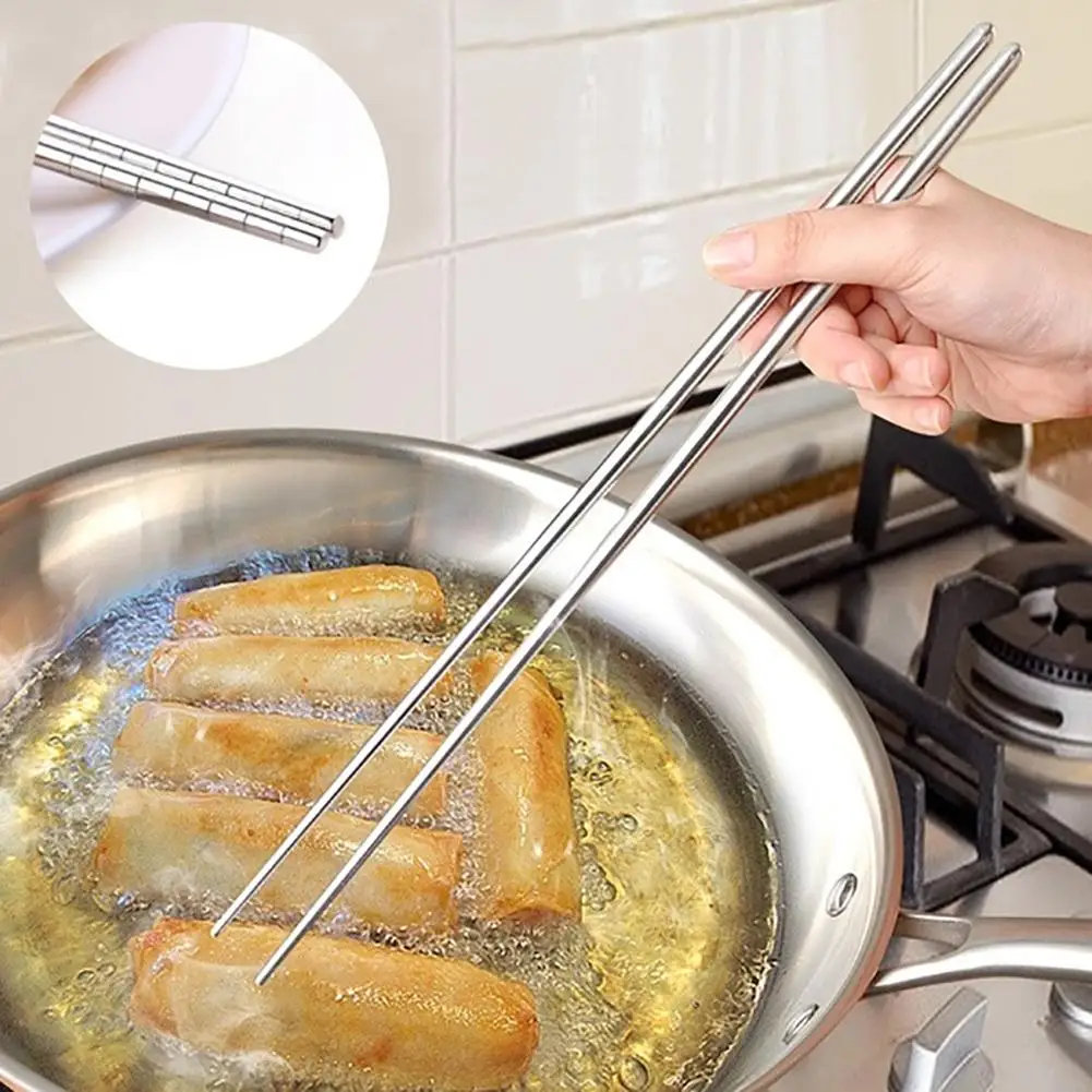 

Kitchen Stainless Steel Non-slip Fried Hot Pot Noodles 14inch Long Chopsticks Noodles Deep Fried Hot Pot Food Sticks