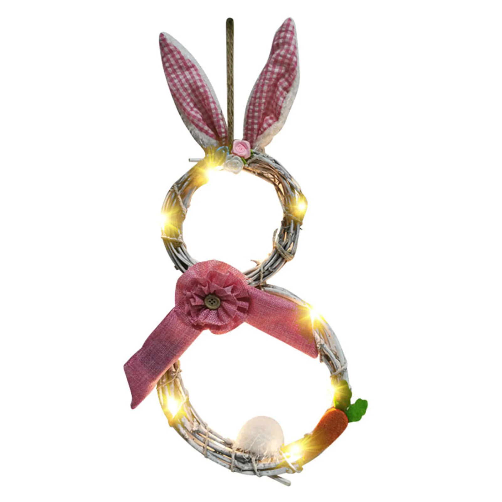 

2021 Easter Vines Circle Wreath Decoration With Lights For Home Window Pendant PAK55