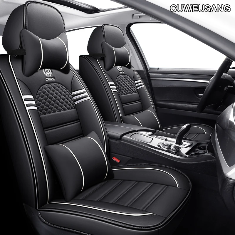 Кожаные чехлы для автомобильных сидений CUWEUSANG Mercedes Benz W203 W210 W211 AMG W204 C E S CLS CLK CLA SLK A20