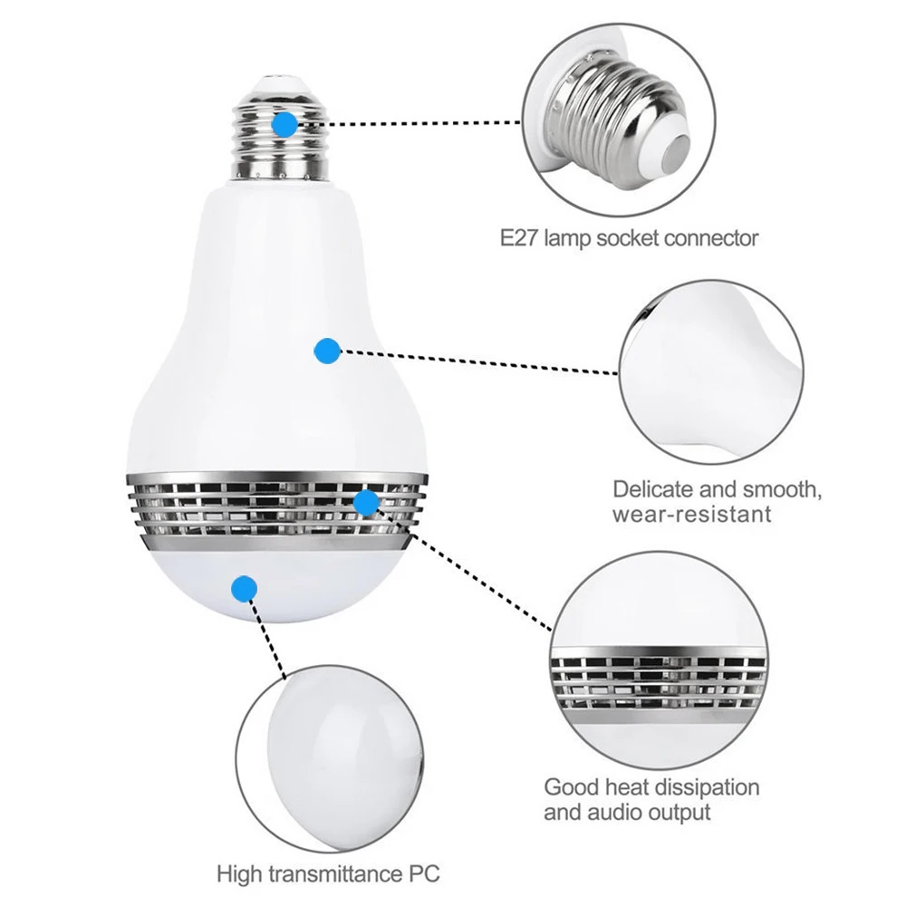 Затемняемый беспроводной E27 RGB светодиодный смарт-лампочка Bluetooth музыкальная