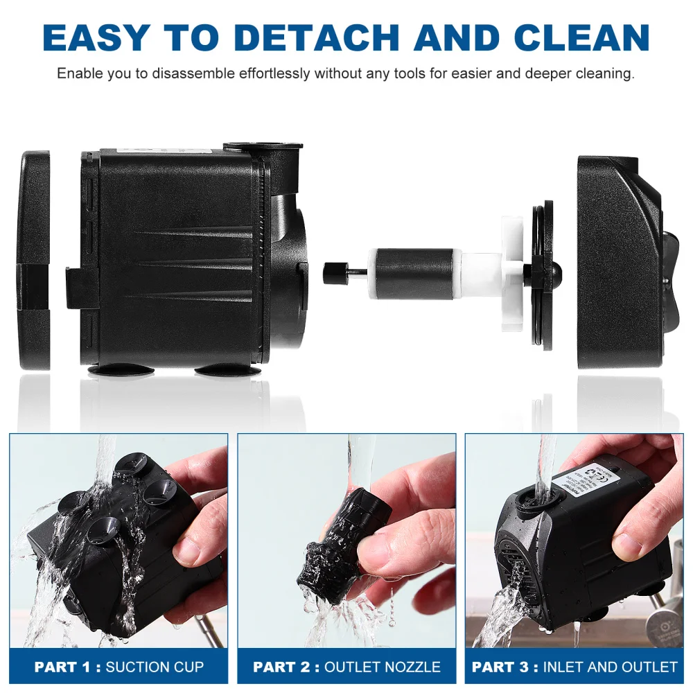 

POPETPOP Submersible Water Pump 25W 1800L/H Water Pump 2m Max Lift Silent Fountain Pump with 2m Power Cord 3 Nozzles for Fish