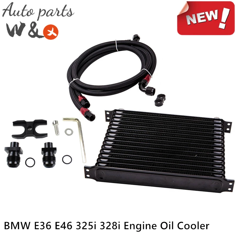 

Oil Cooler For BMW E36 E46 325i 328i Engine Oil Radiator Universal 15 Row AN-10 Oil Cooler OC-TOL15-6BK