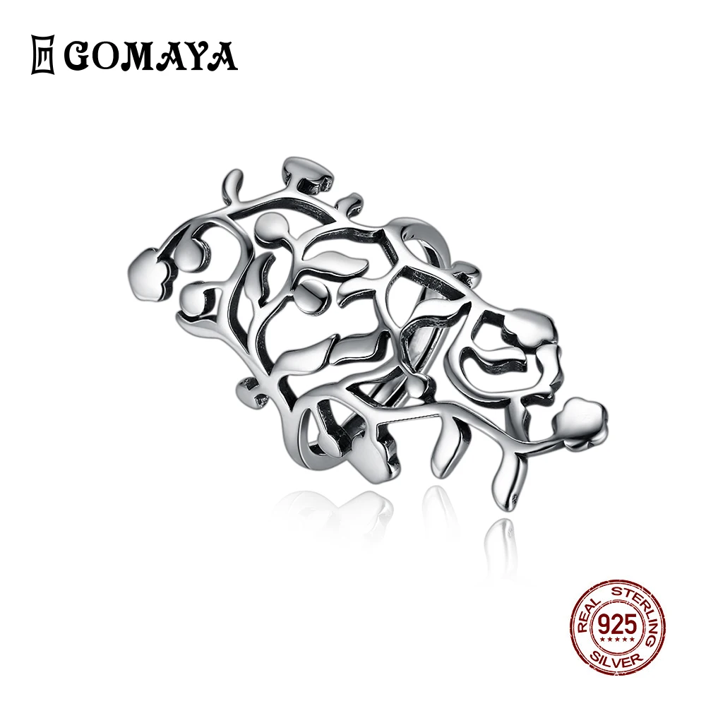 GOMAYA, модные, 925 пробы, серебряные, полые, дизайн, винтажные кольца, хорошее ювелирное изделие, подарок для женщин, обручальное металлическое кольцо на кончик пальца