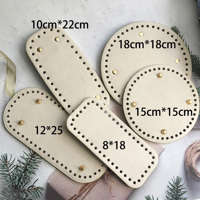 Fast Shipp High Qualtiy Round Leather Bottom With Holes Rivet For Knitting Bag Handbag Diy Women Shoulder Bag  Accessories
