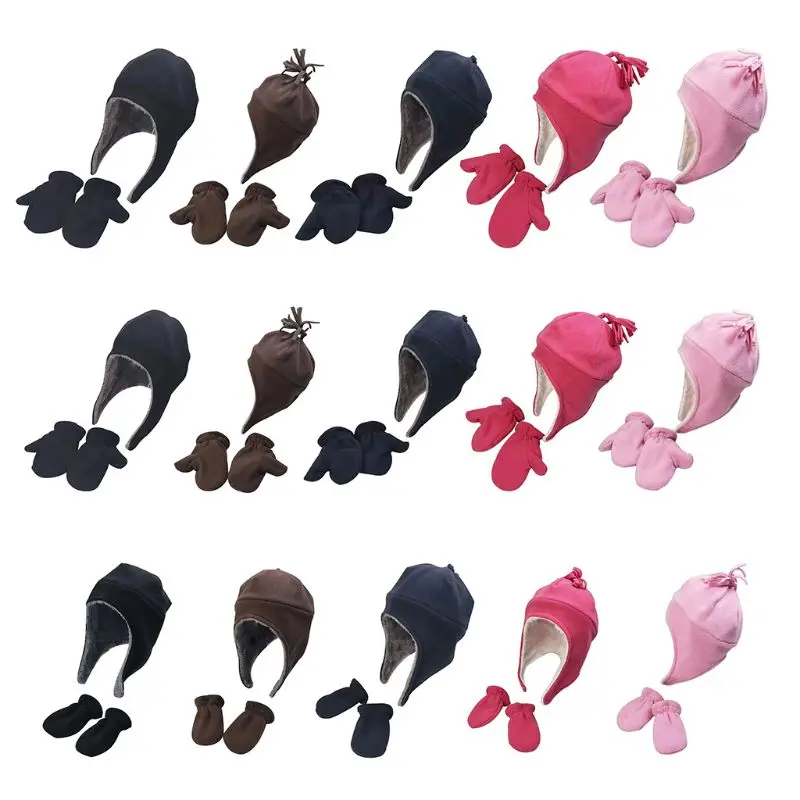 2 шт./компл. осень зима детская флисовая шапка перчатки Комплект детской одежды