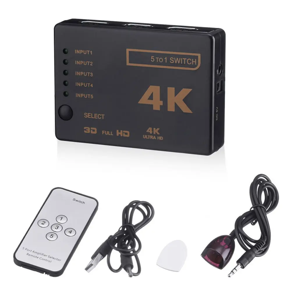 1 комплект 5 Порты и разъёмы UHD 3D 4K 1080p Разделитель с мультимедийным интерфейсом