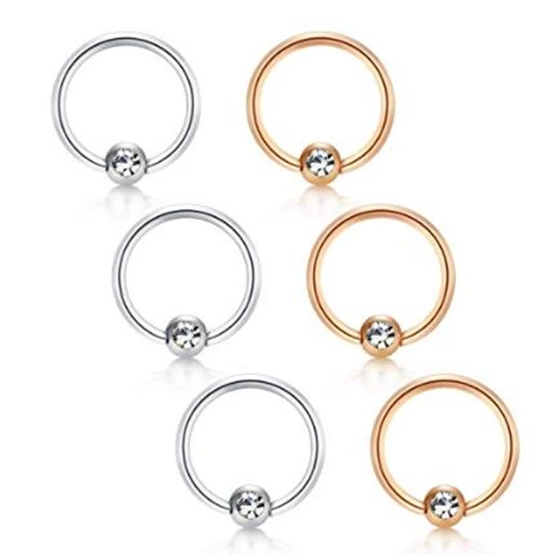JFORYOU 6 шт. Daith серьги раковины невыпадающие кольца из бисера инкрустированные фианитами нержавеющая сталь 18 г хряща козелка завитка ушной раковины серьги для носа