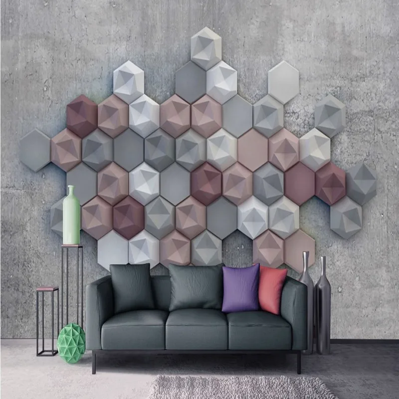 Прямая доставка фото обои креативный полигон цемент фон Настенные Гостиная
