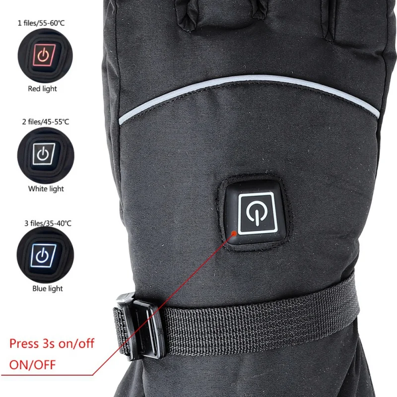

Electric Heated Gloves with Temperature Adjustment Battery Powered Gloves full finger Glove for Skiing Hiking Climbing Cycling