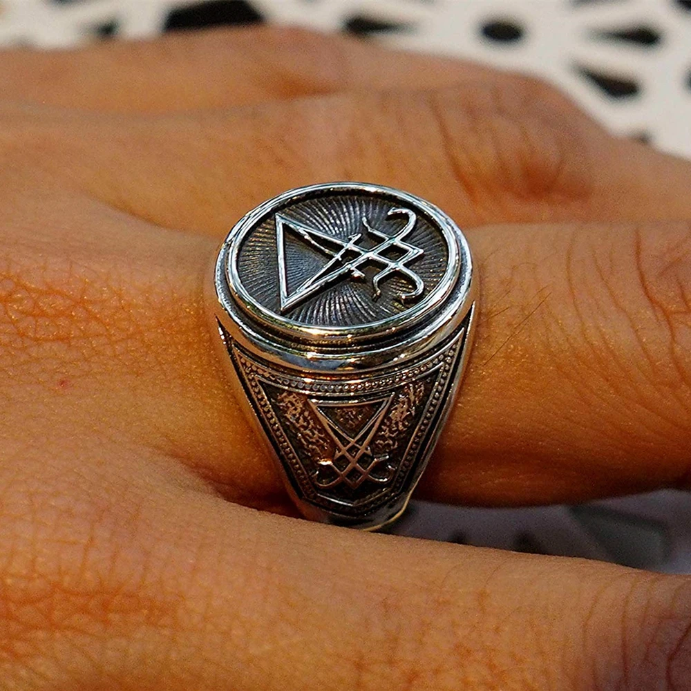 Мужское и женское кольцо с Люцифером Sigil of Lucifer печатью сатана в стиле панк для