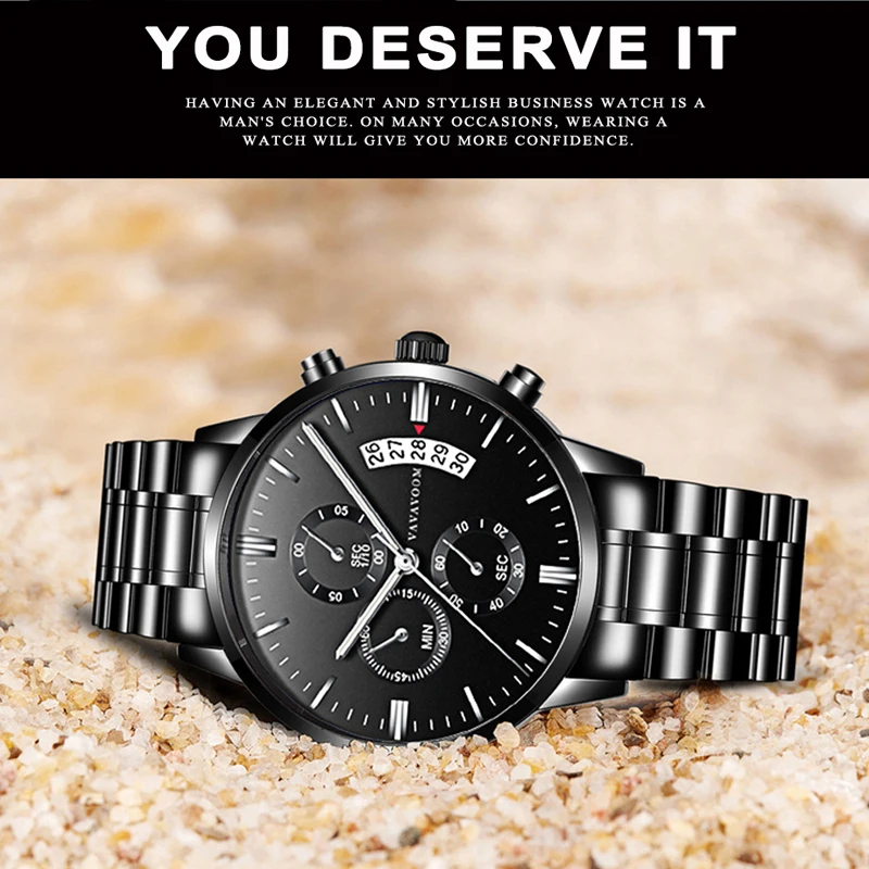 Часы наручные мужские с календарем брендовые деловые повседневные модные