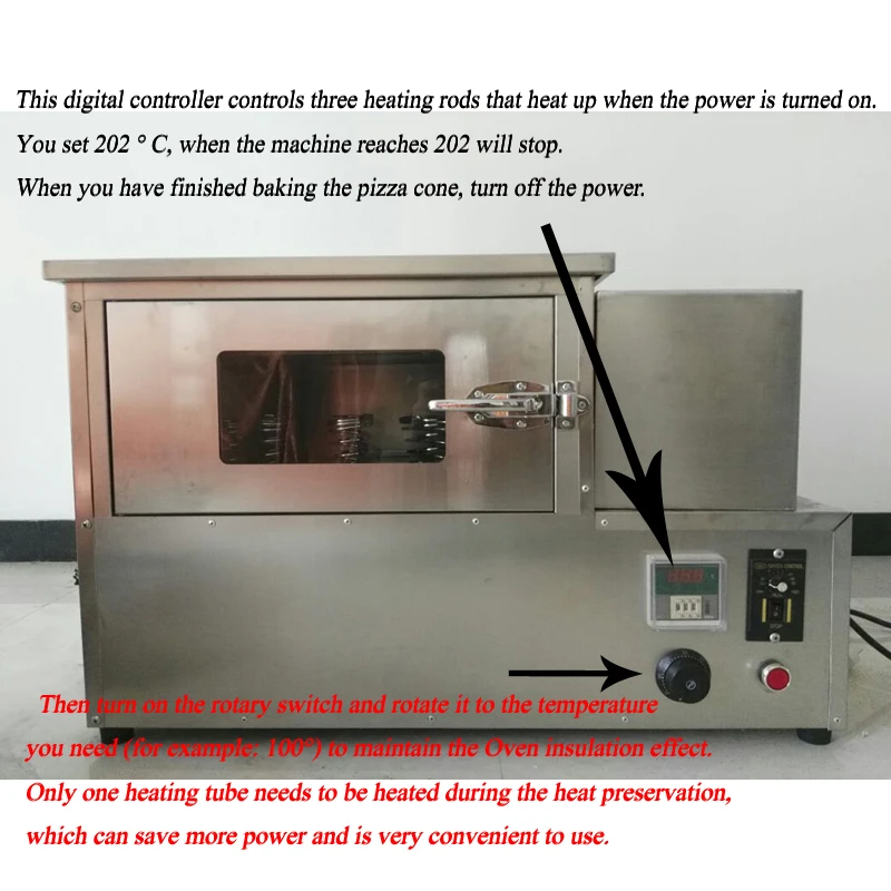 

Pizza Cone Roaster Machine Stainless Steel Multifunction Rotating Pizza Oven Machine 2000W