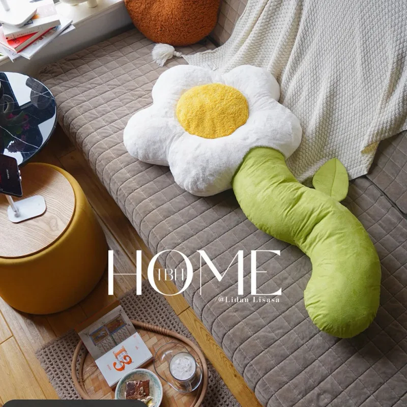 

Hot Korean Style Cushion Pillow Soft Berber Fleece Back Rest Support Cute Flower Office Decor Travel Accessories Home Decoration