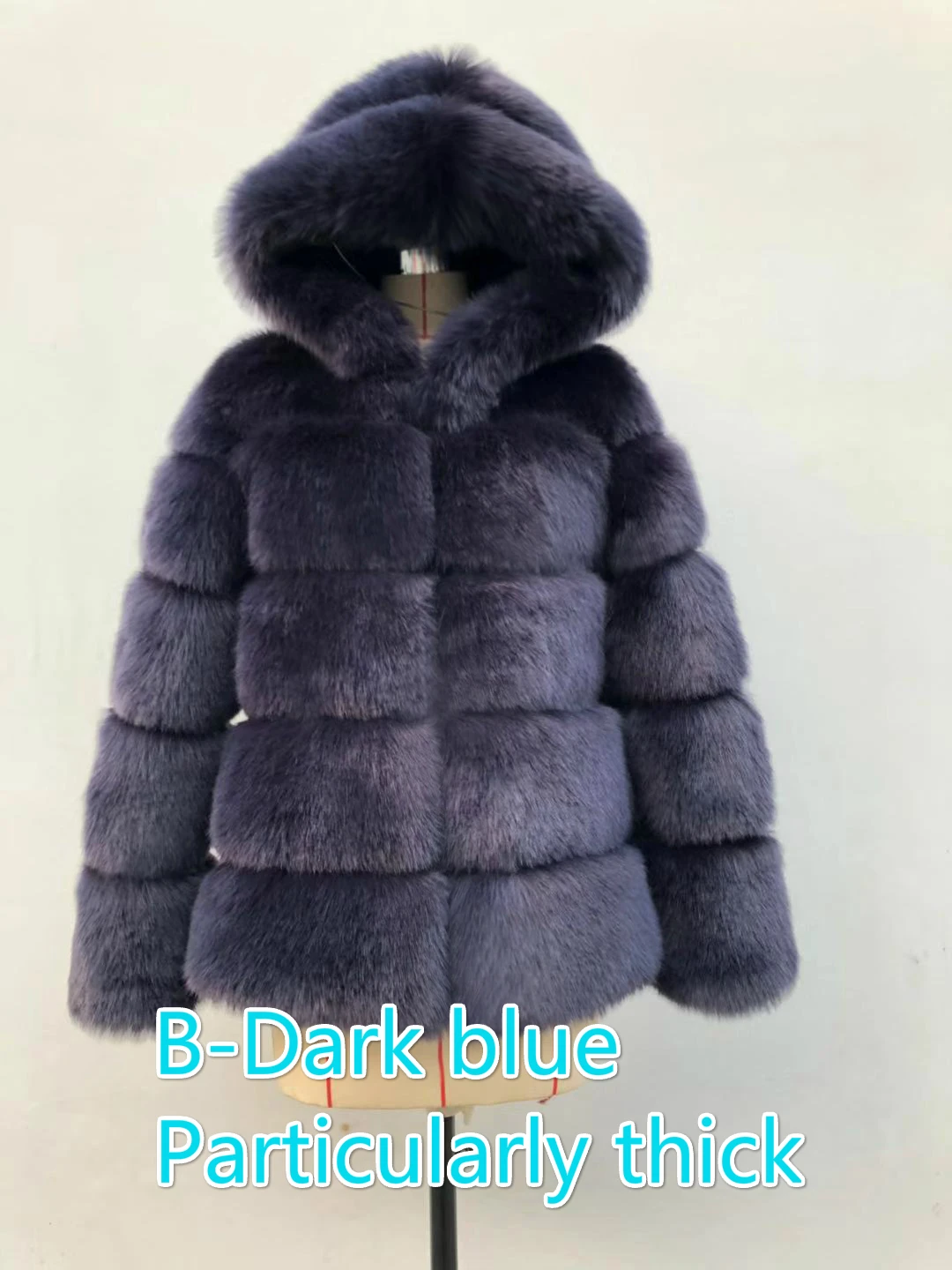 B-Dark Blue Женское модное плюшевое пальто размера плюс S-5XL, зимние плотные теплые пушистые куртки, женская верхняя одежда из искусственного меха, длинное меховое теплое пальто с капюшоном - Цвет: B-Dark Blue