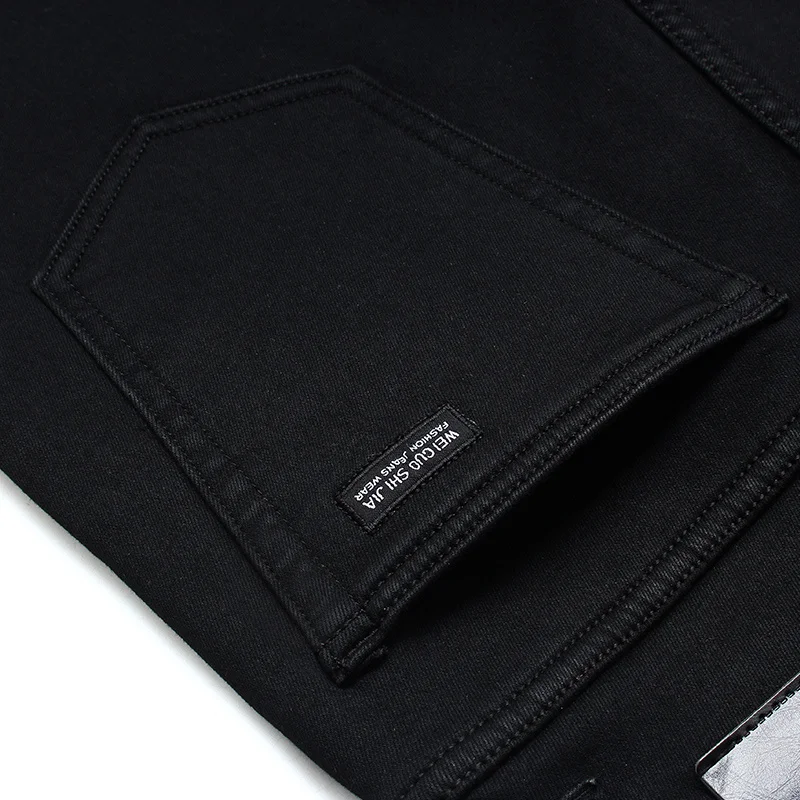 

Advanced men's jeans, designer jeans for men, soft, stretch, black, biker