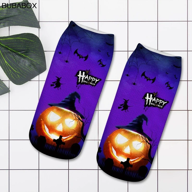 Новинка 2020 носки на Хэллоуин Женские Смешные с веселым принтом замка тыквы