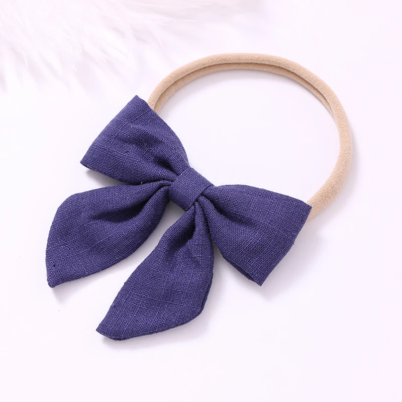 

12pcs/lot Cotton Baby Girl Bow Headband Solid Handmade Hairgrips Elastic Hairband Customized Hair Accessories For Girl Nylon
