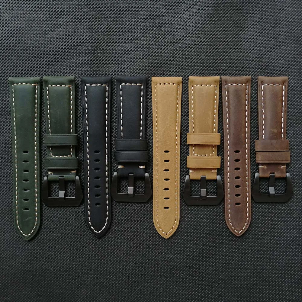 Ремешок из кожи Крейзи Хорс для часов Panerai универсальный ремешок ручной работы