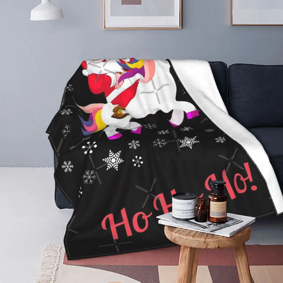 

Manta con capucha para niños, manta con estampado de Santa Claus, unicornio, Ho, cama, a cuadros, mullida