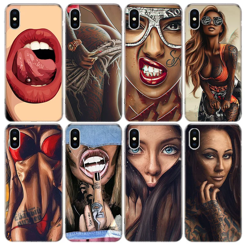 

Hot Sexy Sleeve Tattoo Girl Phone Case For Apple Iphone 13 Pro Max 11 12 Mini SE 2020 X XS XR 8 7 Plus 6 6S 5 5S Cover Shell Coq
