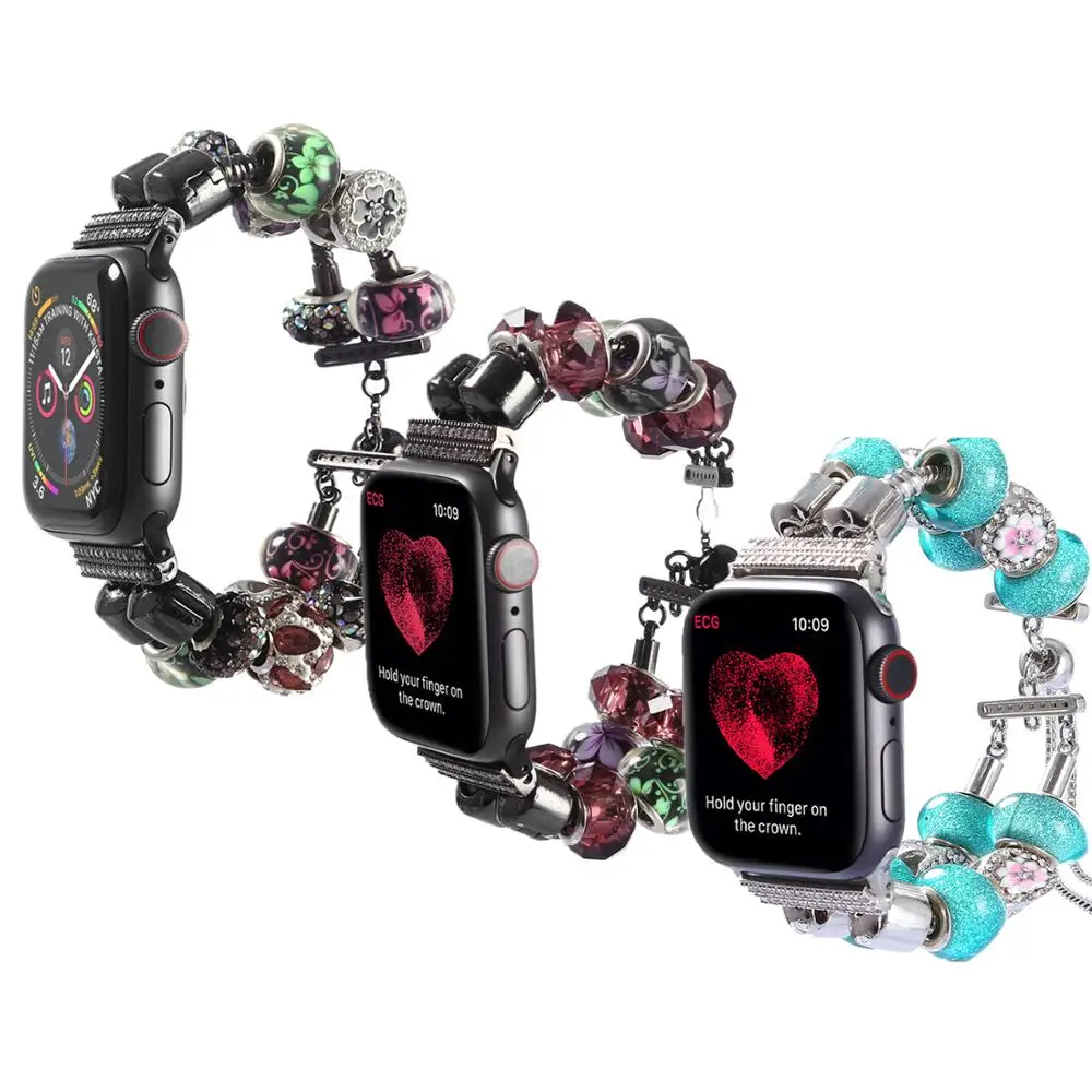 DIY Manual Strap For Apple watch Band 40mm 44mm 42mm 38mm Women Charm bracelet for iWatch band series 5 4 3 38 40 42 44 mm