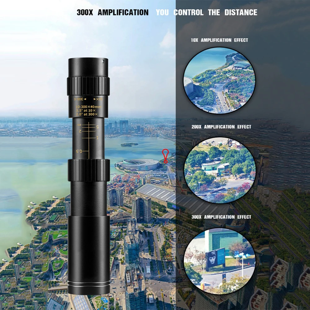 

4k 10-300x40mm Super Telephoto Zoom Monocular Telescope With Tripod & Clip Mobile Phone Accessories