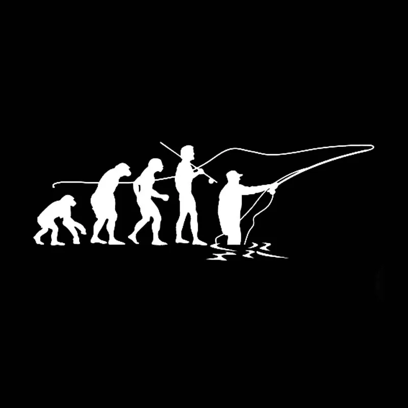 

Fly Fishing Evolutionary Fashion High-end Decorative Decal Personalized Car Stickers Sunscreen Waterproof Black/white,17cm*6cm