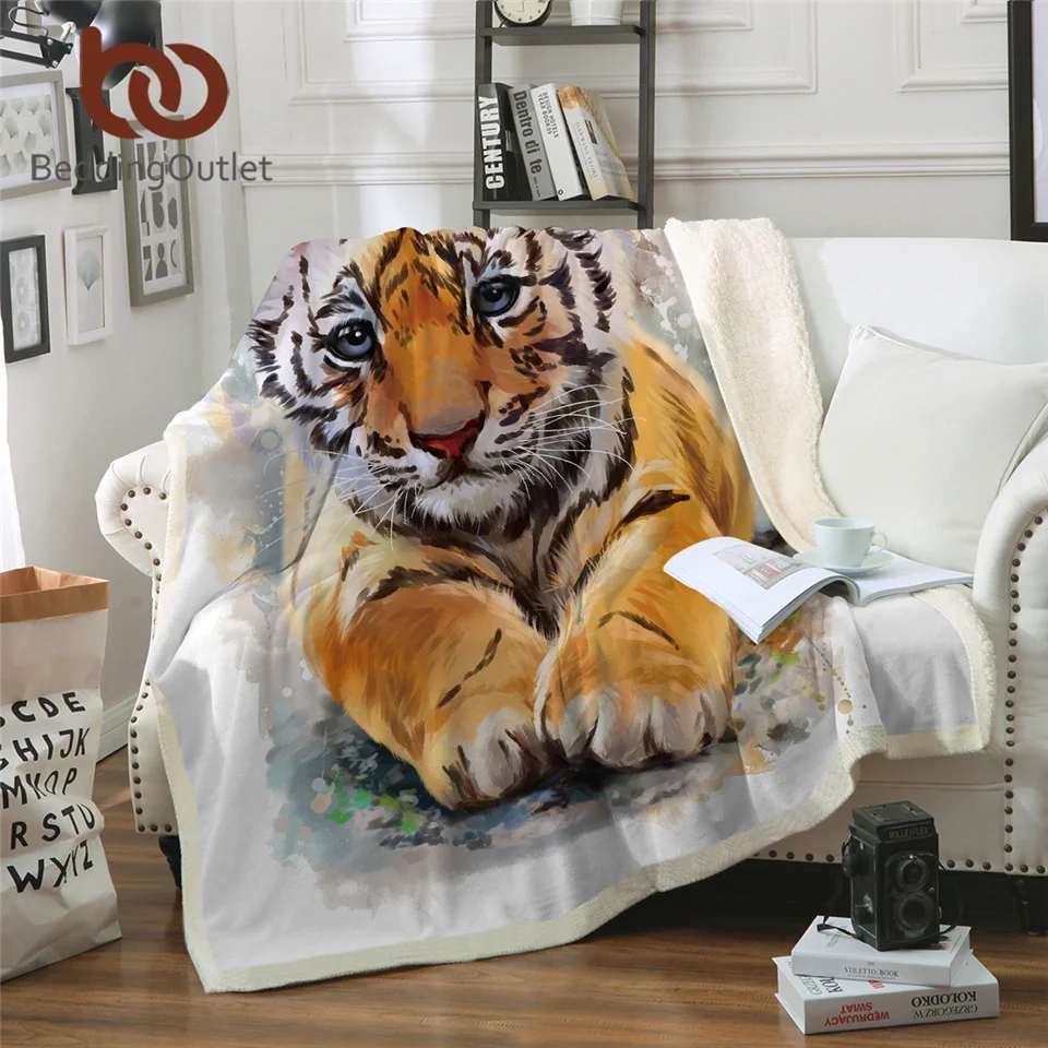 Постельные принадлежности Outlet Tiger детское одеяло s для кроватей акварельное плюшевое одеяло дикое животное пользовательское одеяло белый Cobertor роскошные постельные принадлежности