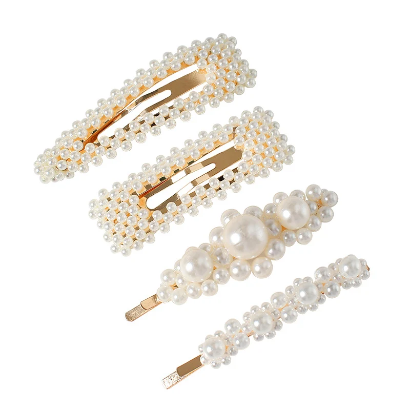 

2019 Hot Sale Women Girls Elegant Full Pearls Crystal Geometric Hairpins Headbands Hair Clips Barrettes Fashion Hair Accessories