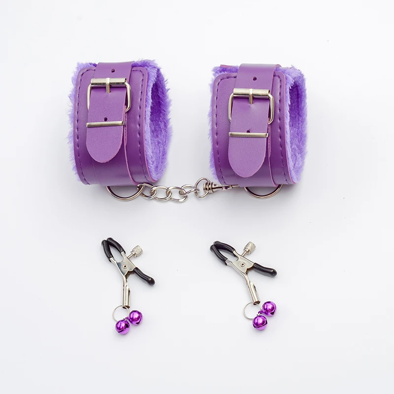Сексуальные регулируемые наручники из искусственной кожи плюшевые манжеты для