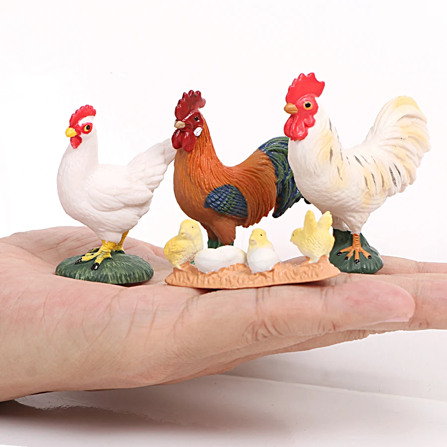 

Farm Animal Series Cock Hen and Chick Family Set Mini Plastic Models Simulation Collection Toys Decoration For Home Kids Toy