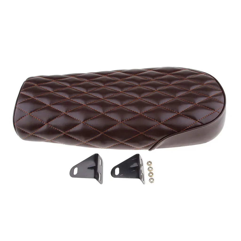 

Motorcycle Flat Brat Style Tracker Cafe Racer Seat 53cm Brown Retro Seat Cushion Motorcycle Vintage Seat