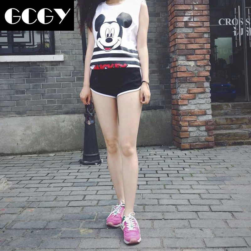 

GCGY Fashion Stretch Waist Casual Shorts Woman 2020 High Waist Black White Shorts Harajuku Beach Sexy Short Women'S Clothing