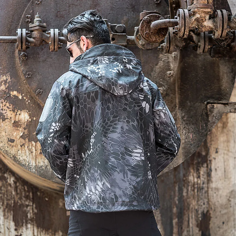 

Tactical Soft Shell Jacket Men Spring Waterproof Hooded Jacket Autumn Thin Military Jacket Outerwear Army Coat