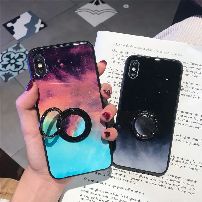 Роскошный красивый чехол для Iphone 11 Pro XS MAX XR X 6 7 8Plus с кольцом из закаленного