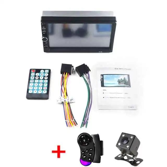 Двойной Din стерео " HD Сенсорное Зеркало Ссылка Autoaudio мультимедиа MP5 плеер сабвуфер Bluetooth Камера заднего вида магнитофон - Цвет: control and 4ledcam