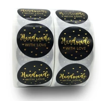 500pcs black handmade with love stickers baking label wedding decoration sticker party label envelope seal stationery sticker