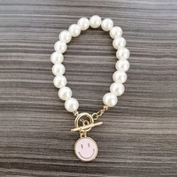 vg 6ym new colorful creativity pearl smiley ladies bracelet fashion hot sale womens birthday present jewelry dropshipping gifts